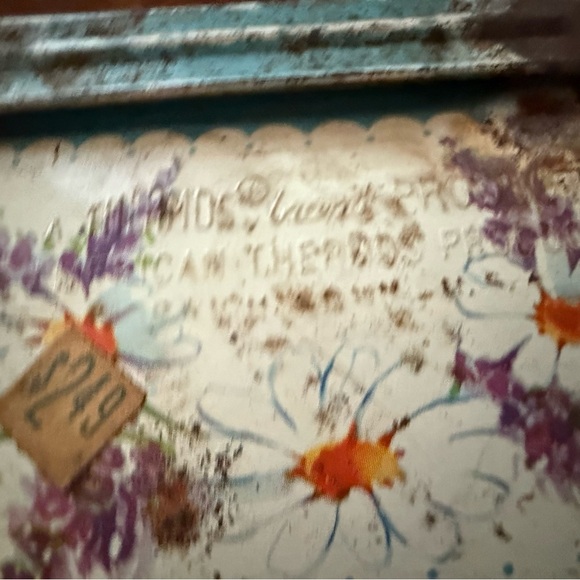 Vintage 1950s Thermos Corsage Flower Metal Lunchbox – Blue Floral Design - Picture 13 of 13